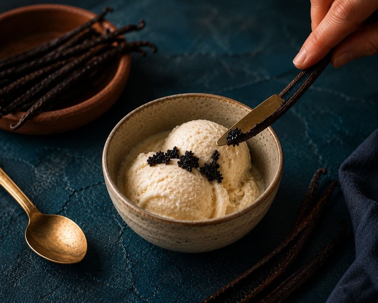 No-Churn Vanilla Caviar Ice Cream